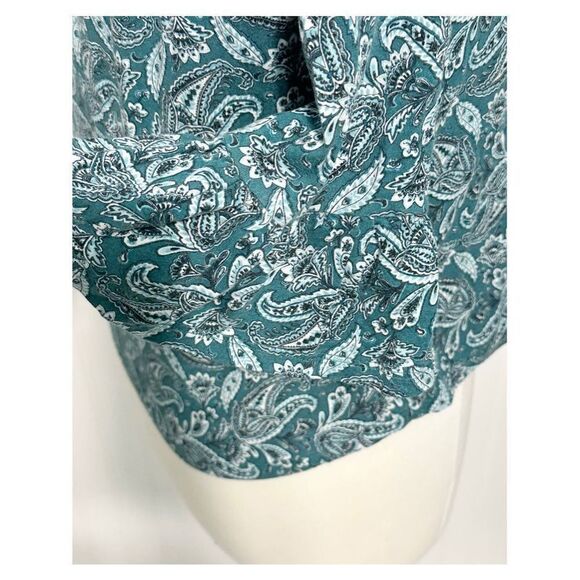 Michael Michael Kors Paisley‎ Bell Sleeve Blouse Boat Neck Green White Small - Picture 4 of 9